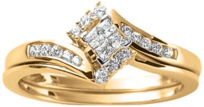 10K Gold 1/4 ct tw Diamond Bridal Set