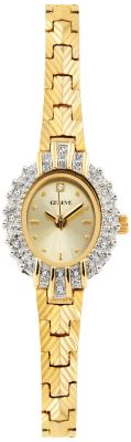 Geneve Goldtone Diamond Bezel Watch