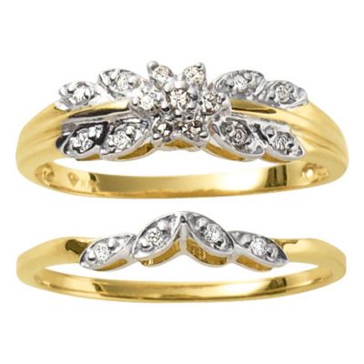 10K Gold 1/10 ct tw Diamond Bridal Set