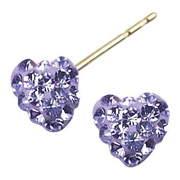 10K Lavender Crystal Heart Earrings