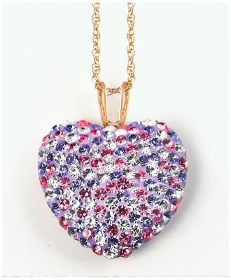 10K Multi Color Crystal Heart Pendant