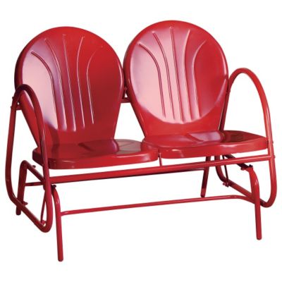 Retro Metal 2-Seat Tulip Glider -Red