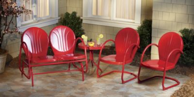 Retro Metal 2-Seat Tulip Glider -Red