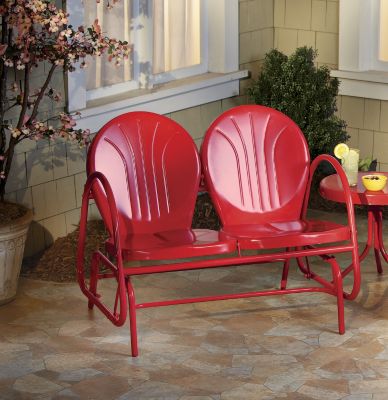 Retro Metal 2-Seat Tulip Glider -Red
