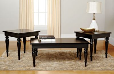 Spindle Leg Coffe & End Table Group-Black