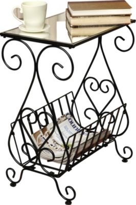 Mirror Top Magazine Rack-Black