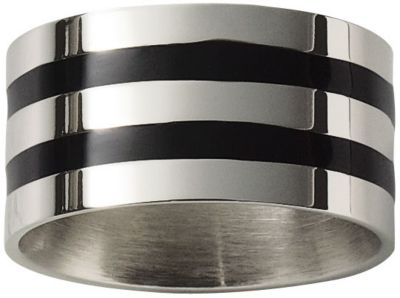 Men's Stainless Steel Striped Bracelet & Ring Set