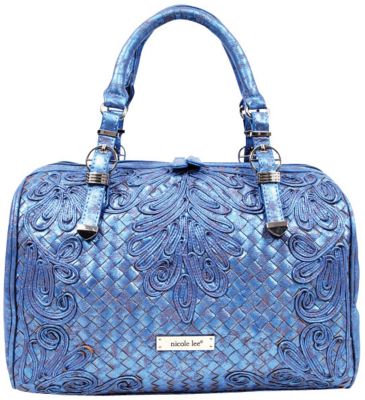 Nicole Lee Metallic Woven Satchel Blue