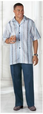 Steve Harvey Big & Tall Striped Shirt & Pant Set