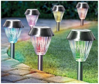 Set/6 Clear & Color Changing Solar Path Lights