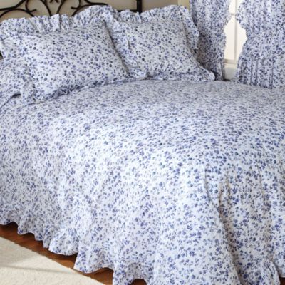 Save 45% Floral Blue Queen Plisse Bedspead