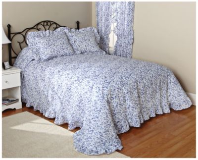 Save 45% Floral Blue Queen Plisse Bedspead