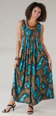 Lennie for Nina Leonard Womens Animal Print Maxi