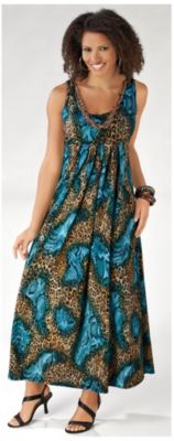 Lennie for Nina Leonard Womens Animal Print Maxi