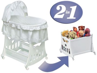 Cuna tipo moisés 2 en 1 c/caja p/juguetes, blanco