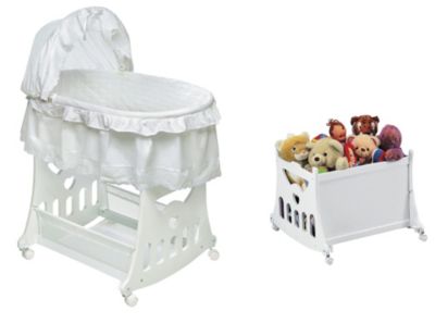 2-In-1 Bassinet N' Cradle with Toybox in White