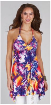 Apple Bottom Womens Halter Print Tunic