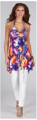 Apple Bottom Womens Halter Print Tunic