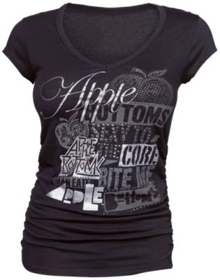 Apple Bottoms Women's V-Neck Rouche Tee