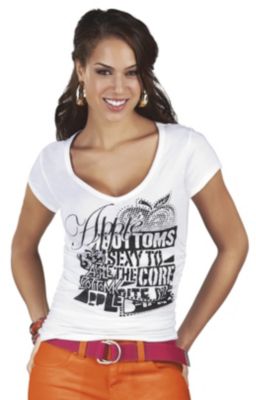 Apple Bottom Womens V Neck Rouche Tee
