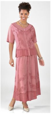 Jewel Queen Womens Rose 2pc Skirt Set