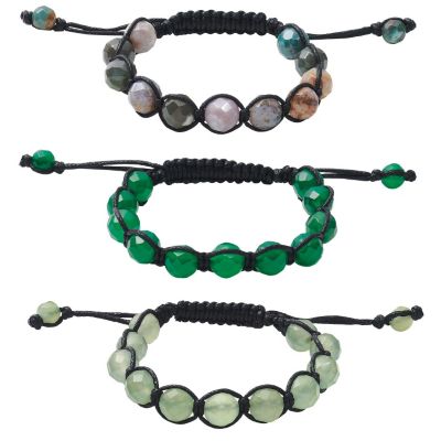 Shamballa Style 3 Piece Gemstone Bracelet Set