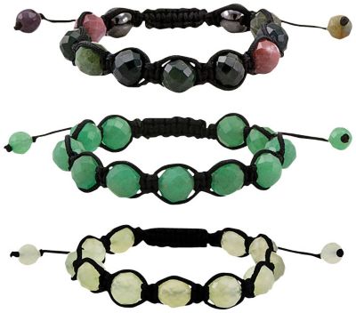 Shamballa Style 3 Piece Gemstone Bracelet Set