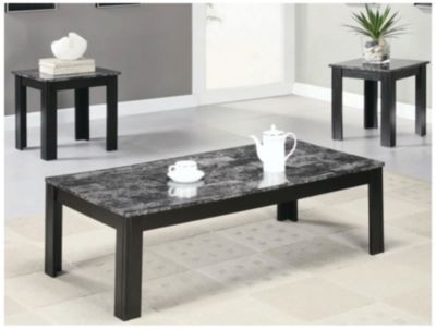 Gray Marble Look Three-Piece Table Set