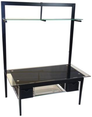 Black Metal and Glass Shelves Entertainment Center