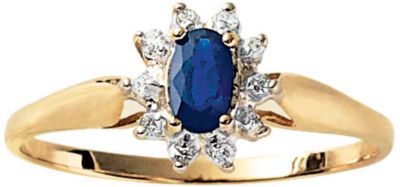 10k Gold Sapphire & Diamond Ring