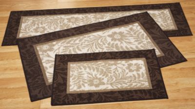 Madison Industries Damask Print 3 pc Rug Set Brown