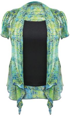 Sara Michelle Womens Print Twofer Top