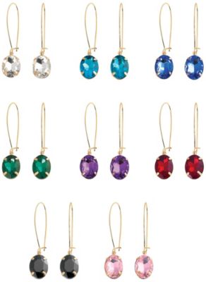 Juego de aretes con gancho Shepherd con cristales, dorados