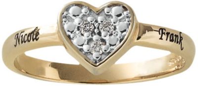 24K Gold over Sterling Silver Heart Couples Ring