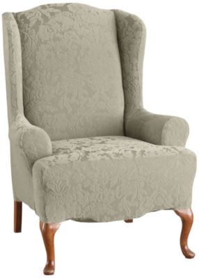 Sure Fit Stretch Damask Velvet WingChair Slipcover