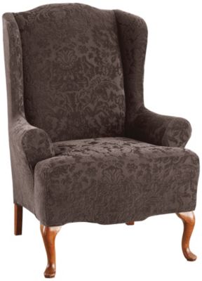Sure Fit Stretch Damask Velvet WingChair Slipcover
