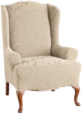 Sure Fit Stretch Damask Velvet WingChair Slipcover