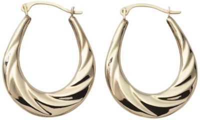 10k High Polished Oval Draped Earrings
