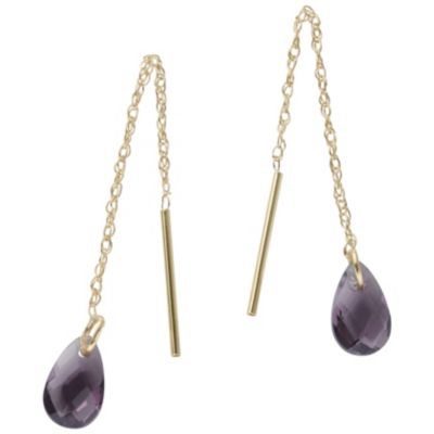 10K Gold Birthstone Threader Earrings