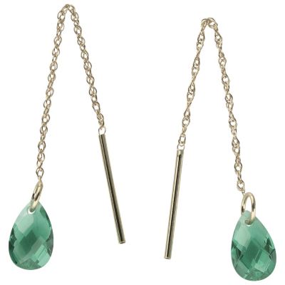 10K Gold Birthstone Threader Earrings
