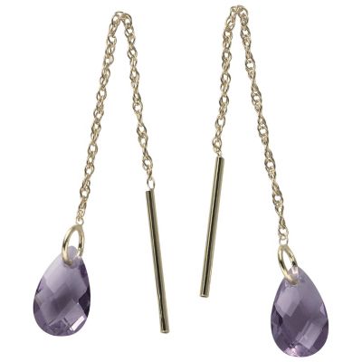 10K Gold Birthstone Threader Earrings