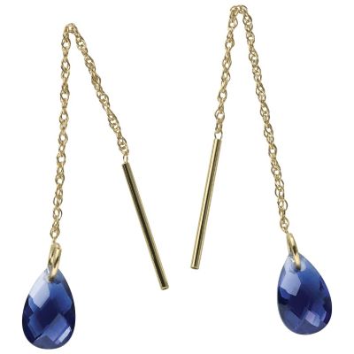 10K Gold Birthstone Threader Earrings