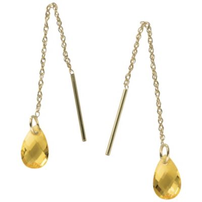 10K Gold Birthstone Threader Earrings