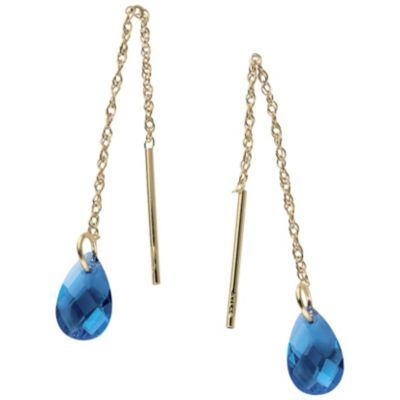10K Gold Birthstone Threader Earrings