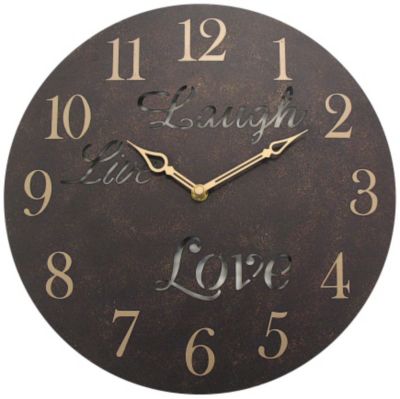 12" Live Laugh Love Metal Wall Clock