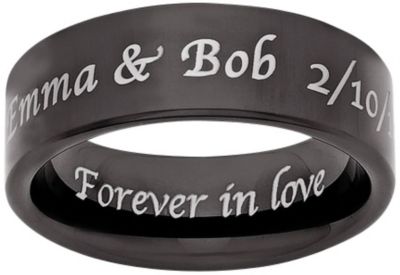 Men's Flat Black Tungsten Message Band