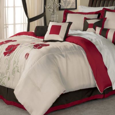 McLeland Design Red Poppies 8pc Comforter Set