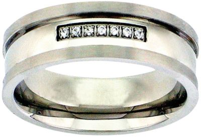 Stainless Steel Diamond Band 7mm