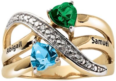 Goldtone Couples Birthstone Ring