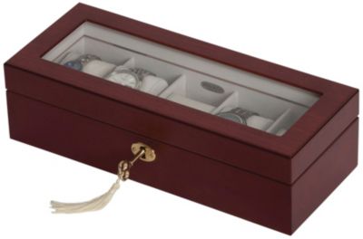 Mele & Co. Chase Glass Top Watch Box-Walnut